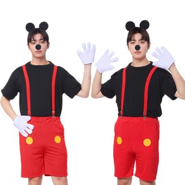 Moerstar Halloween Cosplay Children Mouse Costume Clothing Rat Disguise Full Body Suit Black Mouse Costume Christmas Party Cute Photography Stage Costume with Mouse Ears 6-Piece Set (Mouse, 2XL)