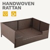 DWVO Rattan Dog House Outdoor Indoor with Cushion, Wicker Dog