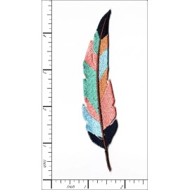 Patchwork Paradise Colorful Feather Embroidered Iron-On Patch