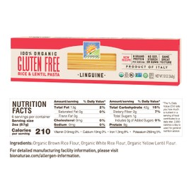 Bionaturae Linguine Pasta Noodles - Gluten Free Linguine, Rice & Lentil Pasta, Kosher Certified, High Protein, Non-GMO, Gluten Free Pasta Organic, Crafted in Italy - 12 Oz, 4 Pack