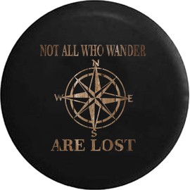 Large Spare Tire Cover Not All Who Wander Black 35 Inch