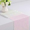 JYFLZQ White Iridescent Sequin Table Runner 12" x 108" Sparkly
