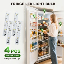 New Upgraded WR55X26671 Refrigerator LED Light Board, Replacement for GE Model PS11767930, AP6035586, 4468532, EAP11767930 | Energy Saving and Easy To Install GE Led Light Board Replacement (4PCS)