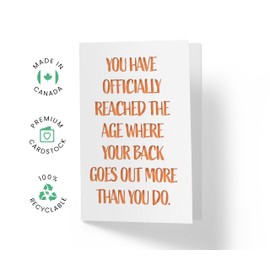Karto Funny Birthday Card for Men Women - Large 5.5x8.5 inch Happy Birthday Cards for Mom Dad Brother Sister - 30th 40th 50th 60th 70th - Orange Back
