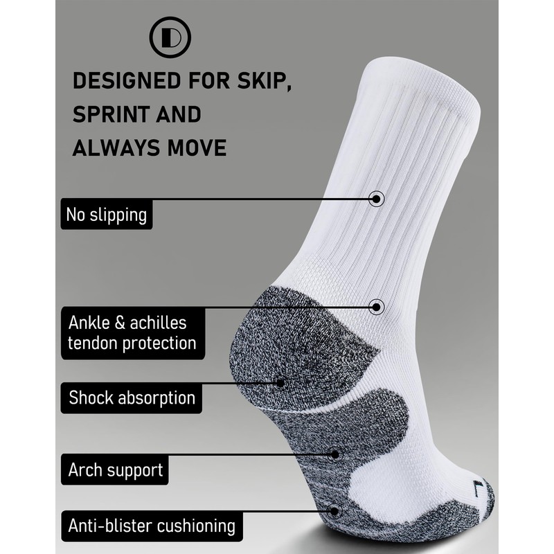 SITOISBE Cushioned Compression Unisex Mid-crew Socks 4-Pack, X-Large, Gray White