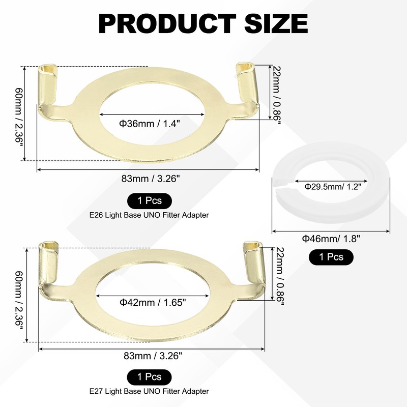 YOKIVE E27 E26 Lamp Harp Saddle Base, 1 Set 1.7"/1.4"