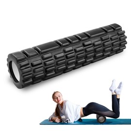 Fascia Roller with 3D Texture Massage, Foam Roller Massage, Massage Roller, Fitness Roller, Sports Roller to Relieve Muscle Tension, for Back, Spine, Back, Legs, 30 x 8 cm (Black)