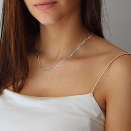 Rajputana 925 Silver Chain Women Sterling Silver Women's Necklaces Women Silver 5mm Figaro Chain Jewellery Gifts 18 Inch