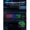 Wireless Keyboard and Mouse Combo, RGB Backlit, Rechargeable & Light