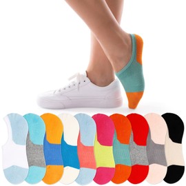 IDEGG No Show Socks Women 10 Pairs Low Cut Anti-Slid Athletic Casual Cotton Socks