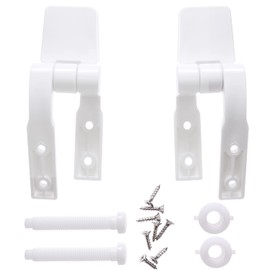 Canomo Universal White Plastic Toilet Seat Hinges Replacement with Bolts Screw and Nuts for Toilet Seats Lids, 2 Pairs