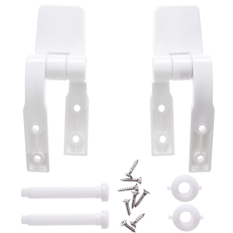 Canomo Universal White Plastic Toilet Seat Hinges Replacement with Bolts
