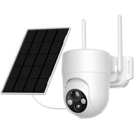 SEHMUA 2K Überwachungskamera, WLAN, für den Außenbereich, kabellos, Solar, 360 °, PTZ, Solarkamera, Akku 2,4 GHz, Nachtsicht, Farbe, PIR-Erkennung, bidirektionales Audio, IP66 wasserdichte