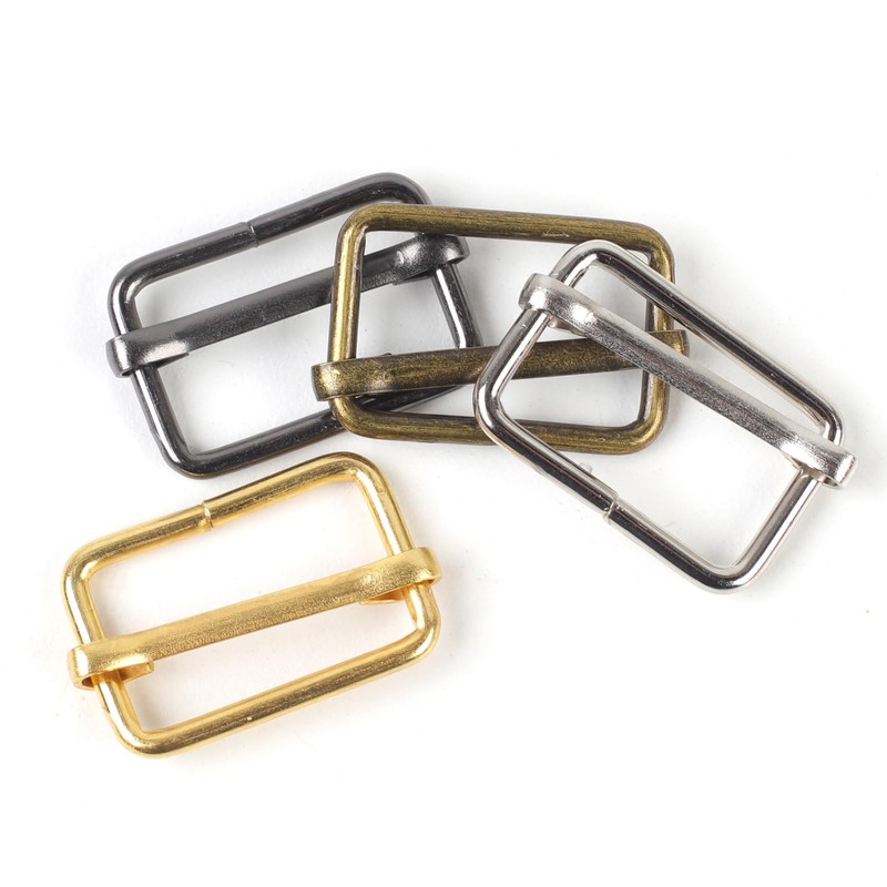 DSUWAZU 60 Pieces Metal Adjustable Slide Buckles,Metal Triglide Slides Rectangle,
