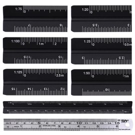 Triangular Scale for Land and House Surveyors, Drafting Supplies, Architectural Drawing, Aluminum (Small 6.9 inches (15 cm), Black)