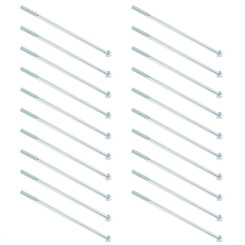 20Pcs M6x160 Long Screw Iron Hex Flange Threaded Bolt Fastener