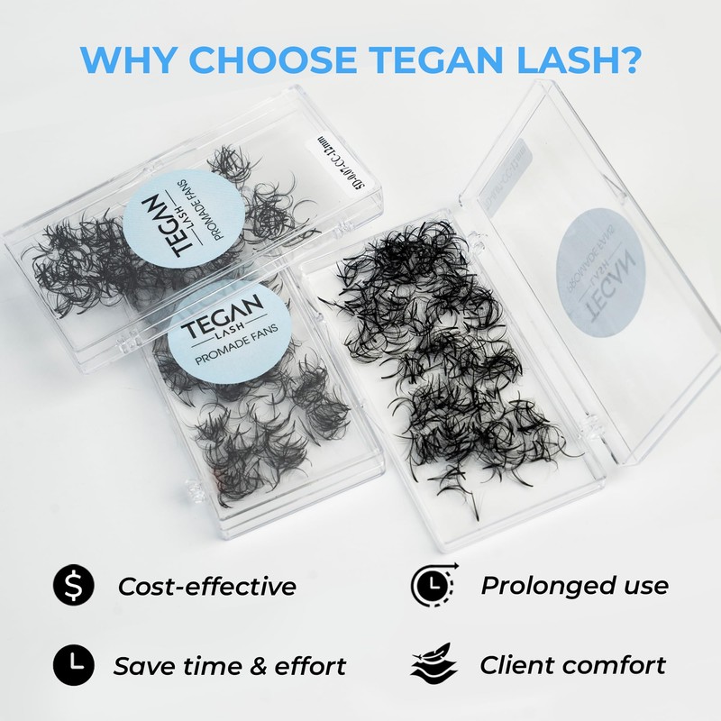 TEGAN LASH 500 Wispy Premade Fans Eyelash Extensions, Handmade Volume