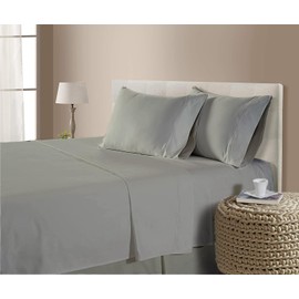 MyGiza Sheets,100% Certified Giza Egyptian Cotton Sheets-Twin Size Giza Cotton Sheets Set to Fit Upto 15 Inches Deep Mattress (4 Pcs) Silver Grey