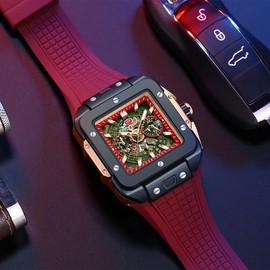 MF MINI FOCUS Men Watches Fashion Square Wrist Watches (Chronograph/Waterproof/Luminous/Calendar) Silicon Band Watch for Men