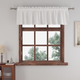 Small Tiers 1 Piece Greyish Faux Linen Textured Kitchen Short Small Mini Window Curtains Valance 16 inches Length Privacy Home Decor Classic Cafe Basement Living Room/Bedroom 52W by 16L Rod Pocket