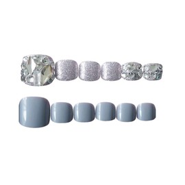 Toenail Nail Sticker Silver 24 Pcs Rhinestone Shimmering Diamond Ladies Gift Gift