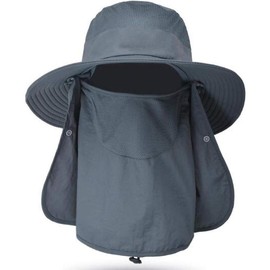 Fishing Hat for Men & Women, Outdoor UV Sun Protection Wide Brim Hat with Face Cover & Neck Flap