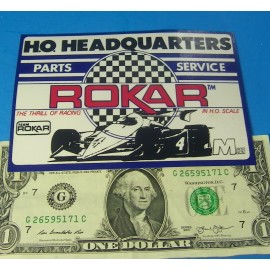 ROKAR Life-Like HO Slot Car Head Quarters Dealer WATERSLIDE WHITE DECAL Repro