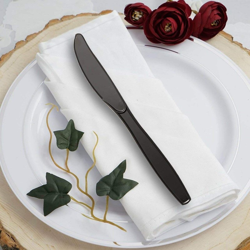 Kaya Black Disposable Plastic Knives - 7.5" (Pack of 100)