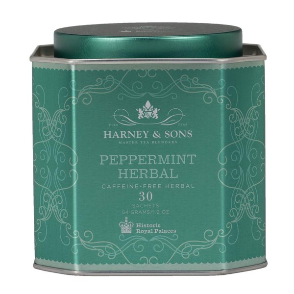 Harney & Sons Peppermint Herbal Tea in Sachets, Caffeine-Free Herbal, 30 Sachets