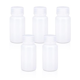 UMETASS Wide Mouth Plastic Bottle Laboratory Test Bottle Sealed Leakproof Translucent HDPE Bottle for Pill Bottles Water Sample Bottles (5PCS, 60ml)