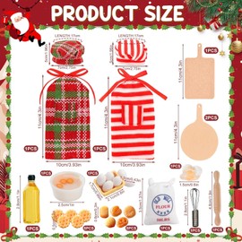 TaimeiMao Christmas Elf Doll Costume Accessories, Christmas Elf Doll Accessories, Christmas Elf Clothing, with Apron, Chef's Hat, Mini Rolling Pin, Mini Chopping Board and Mini Eggs, for Elf Doll