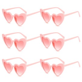 TAFACE 6 Sunglasses Heart Pink Vintage Sunglasses Heart UV Protection Funny Fantasy Glasses Outdoor Party Pink L, pink