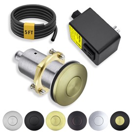 BESTILL Garbage Disposal Air Switch Kit - All Metal, UL Listed Long Push Button for Waste Disposer, Cordless Sink Top Switch On/Off Button, Compatible with all Garbage Disposals, Brushed Gold