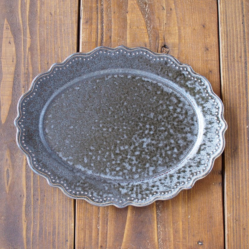 Minoru Pottery Mino Ware Omnis 220 Oval Plate KURO (Black)