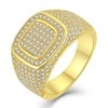 Wisbal 18K Gold Rings Cluster Diamond Band Micropave Mens Bling