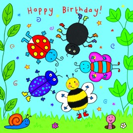 Twizler Spinning Happy Birthday Card for Child with Bugs - Childrens Birthday Card - Boys Birthday Card - Girls Birthday Card