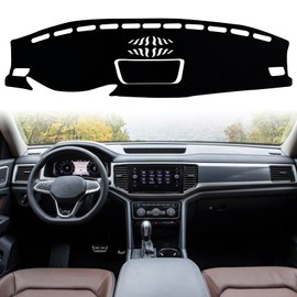 KEEGTBOX Dash Mat Cover Interior Dashboard Protection pad Compatible with Volkswagen Atlas SUV S SE SEL and SEL Premium 2018-2023 Sunshade Glare UV Rays Protector (Black Trim)