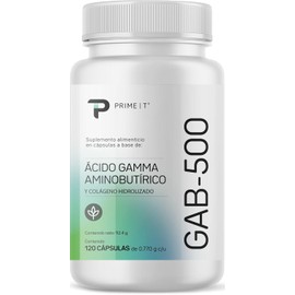 Primetech GABA ácido gamma aminobutírico GAB-500 envase con 120 cápsulas con 500 mg de GABA cada una