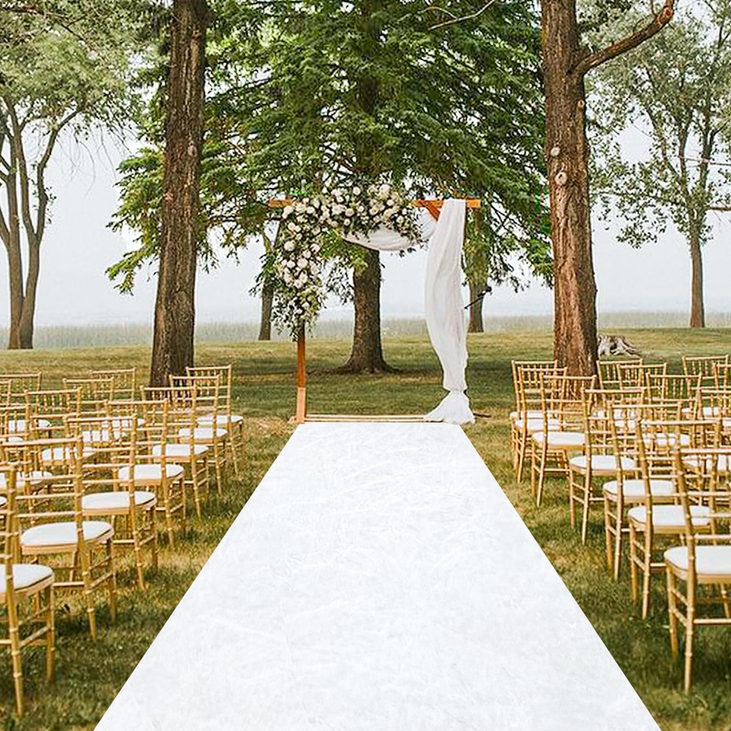 MODFUNS White Aisle Runner Wedding Carpet Runner 4x30FT Velvet Fabric