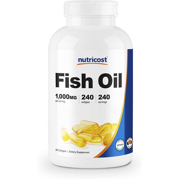 Nutricost Fish Oil Omega 3 1000mg (600mg of Omega-3), 240 Softgels - High Quality, Non-GMO, Gluten Free