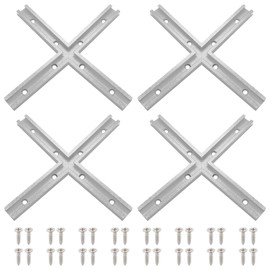 SeekLiny 16PcsT-Track Intersection for Woodworking with Screws,Double-Cut Jig Profile Universal T-Tracks Silver