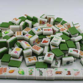 Carving Mahjong Tiles166Tiles Portable Private Gatherings Indoor Entertainment Board Games Modern Size: 1.26inch*0.95inch *0.63inch, Color: Ivory