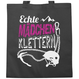 Shirtracer - Cotton Bag - Sport Hiking Football & Co. - Real Girls Climbing, 1 Dark Grey