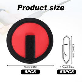BOXOB 6pcs Fishing Hook Covers, 5.91 Inch Fishing Lure Covers with 50 Stainless Steel Speed Clips Fish Bait Protector Gloves Fish Pole Sleeve Rod Armour Lure Shield Wraps Essential Gear for Fishermen
