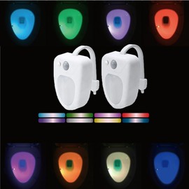 2Pcs 16-Color Sensor Toilet Light Inside Hangable, LED Bathroom Night Light Stickable Wall Lamp Decor