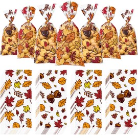 Thanksgiving Treat Bags, Fall Treat Bags, Thanksgiving Candy Bags, Thanksgiving Bags for Goodies, 50 PCS Thanksgiving Cellophane Bags with Ties, Thanksgiving Plastic Bags, Thanksgiving Cello Bags, Thanksgiving Gift Bags for Thanksgiving Day Party Favor S