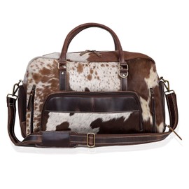 Cowhide Duffel Bag, Large Size, Unisex Travel Bag, Brown Leather, Shoe Duffel for Men's and Women's (Duffel Style 2)