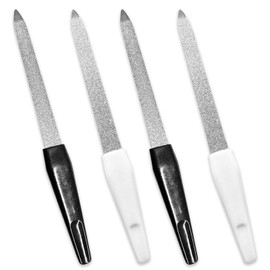4 PCS Nail Files for Natural Nails,Metal Nail File for Women Men,Professional Nail File for Acrylic and Gel Nails,Nail Filer with Plastic Handle,Nails Files Stainless for Home,Beauty Salon
