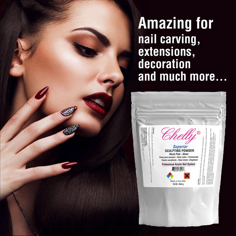 Chelly Superior Sculpting Powder Professional Acrylic Nail System Clear Blush