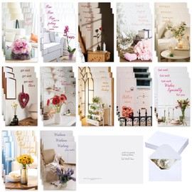 Motiskyy 36 Sets Religious Get Well Soon Greeting Cards with Scripture Assorted Christian Get Well Greeting Cards Bible Verse Wishing You Well Greeting Cards with Envelopes(Various Floral)